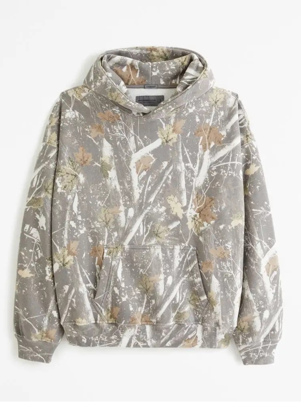 Abercrombie & Fitch Essential Popover Oversized Hoodie gray camo Size Large NWT